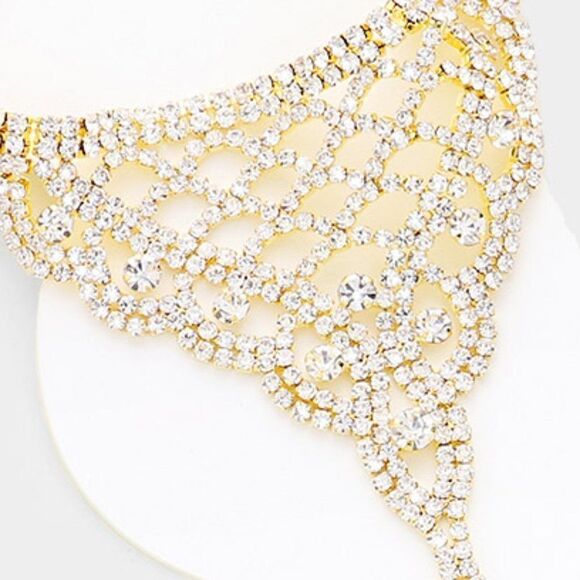 Anklet Round Clear Rhinestone Gold Net Toe Ring - Picture 3 of 6